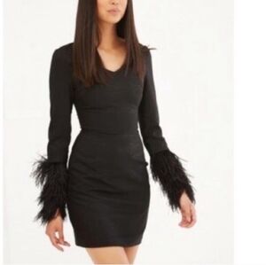 Lavish Alice Feather Cuff Shift Dress Size 10